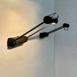 Pair of adjustable vintage wall lights, matte black metal, Italy, 1980.
