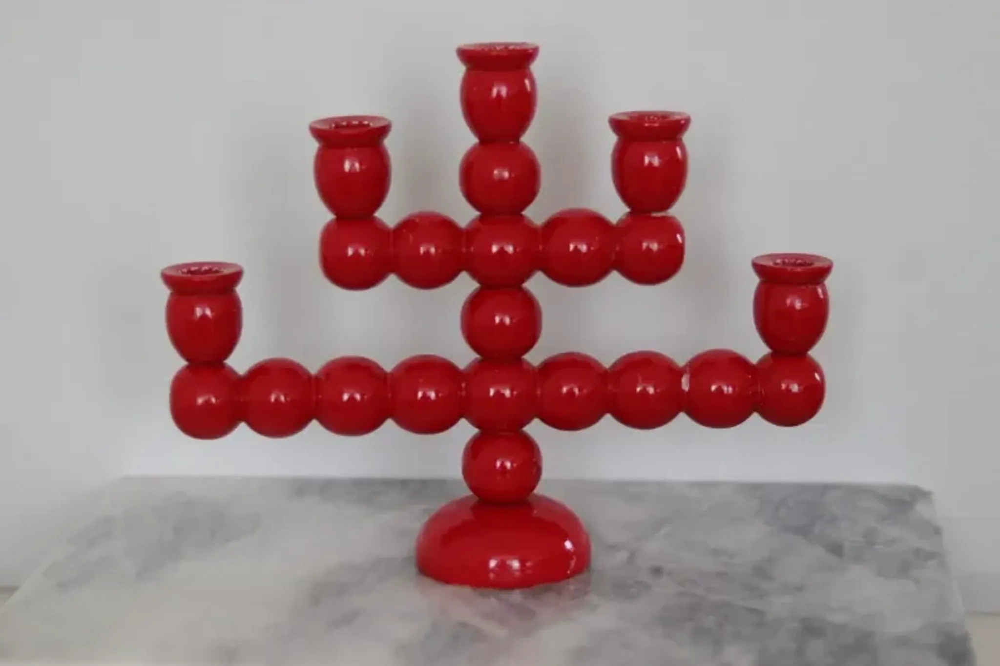 Swedish Mid Century  Five-Arm  Bobbin Candelabra