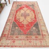 Tapis vintage rouge classique et bordé 5 x 9, 146 x 267 cm