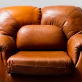 Pair of brown leather armchairs from the 70s vintage