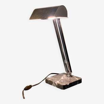 Lampe de bureau ou chevet art déco chrome et marbre