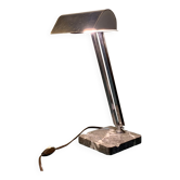 Art deco chrome and marble desk or bedside lamp