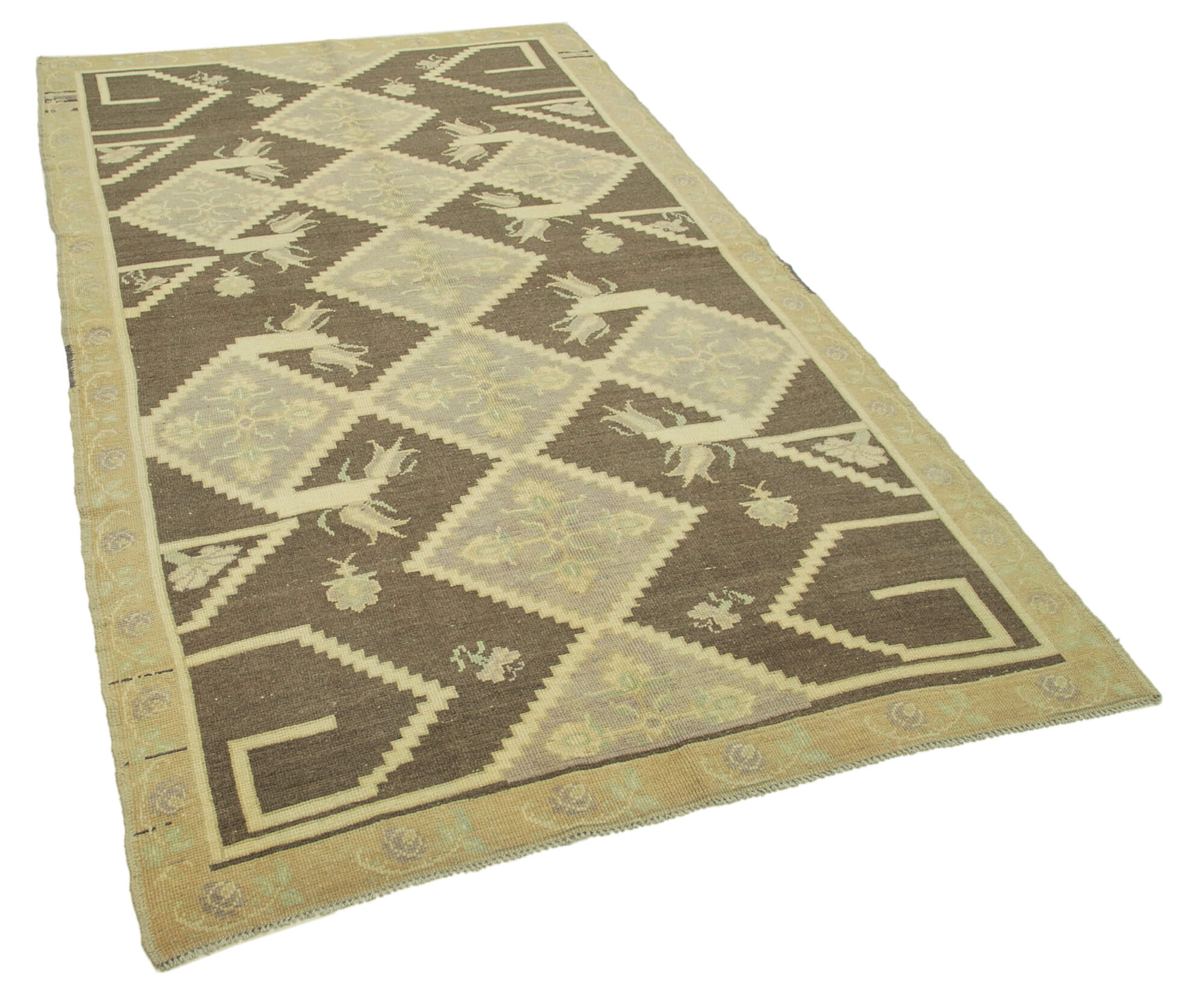 1970s handwoven distressed anatolian beige carpet 140 cm x 250 cm