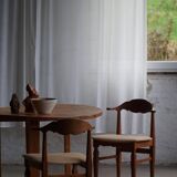 Henning Kjærnulf, set of 8 oak chairs with jute fabric, mid-century Danish, 1960s.