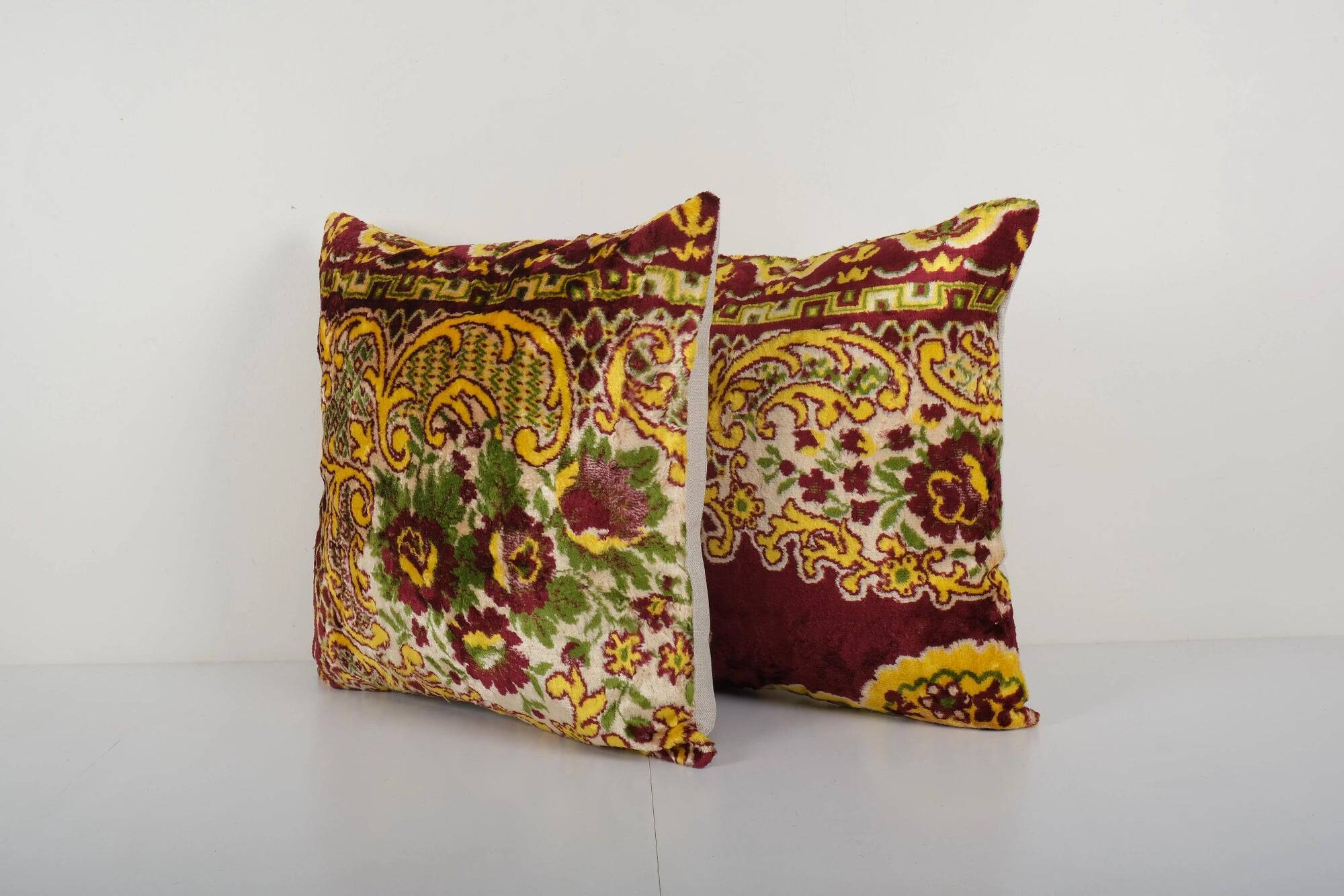 Set of 2 vintage velvet cushion covers 51x51 cm