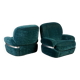 Pair of Beka armchairs in green velvet