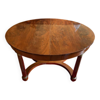 Empire round mahogany table, with central column leg