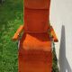 Transat Lafuma Starlax en tubes d'acier & velours orange années 70