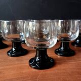 10 14cl glasses on black stems, Luminarc France, Milord 5 model
