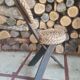 Chaise jonc bois vintage 1960