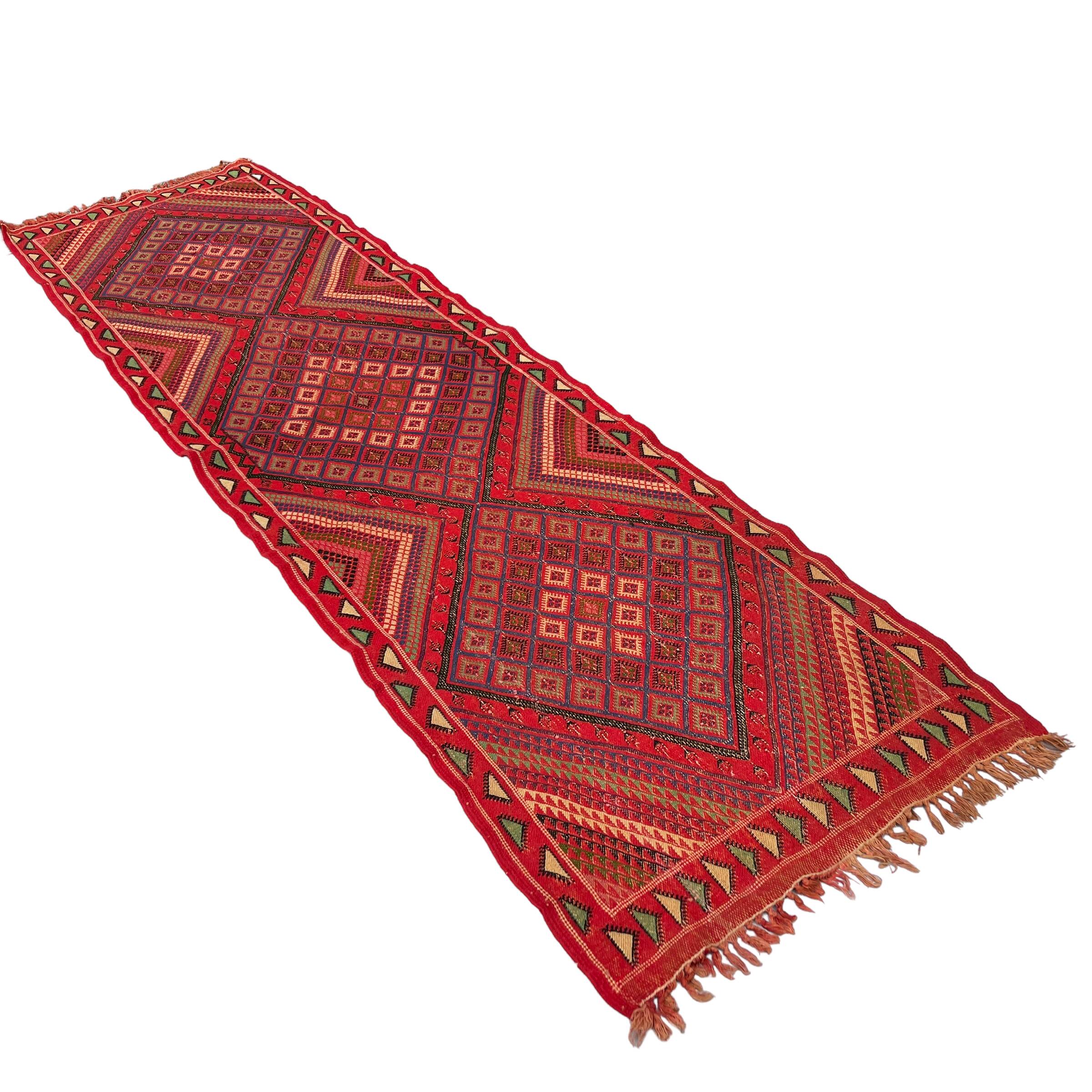 Vintage moroccan Kilim Runner , 295 x 86 cm