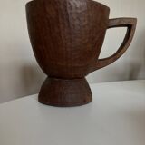 Midcentury Cubist XXXL Cup in West African Monoxyl Wood