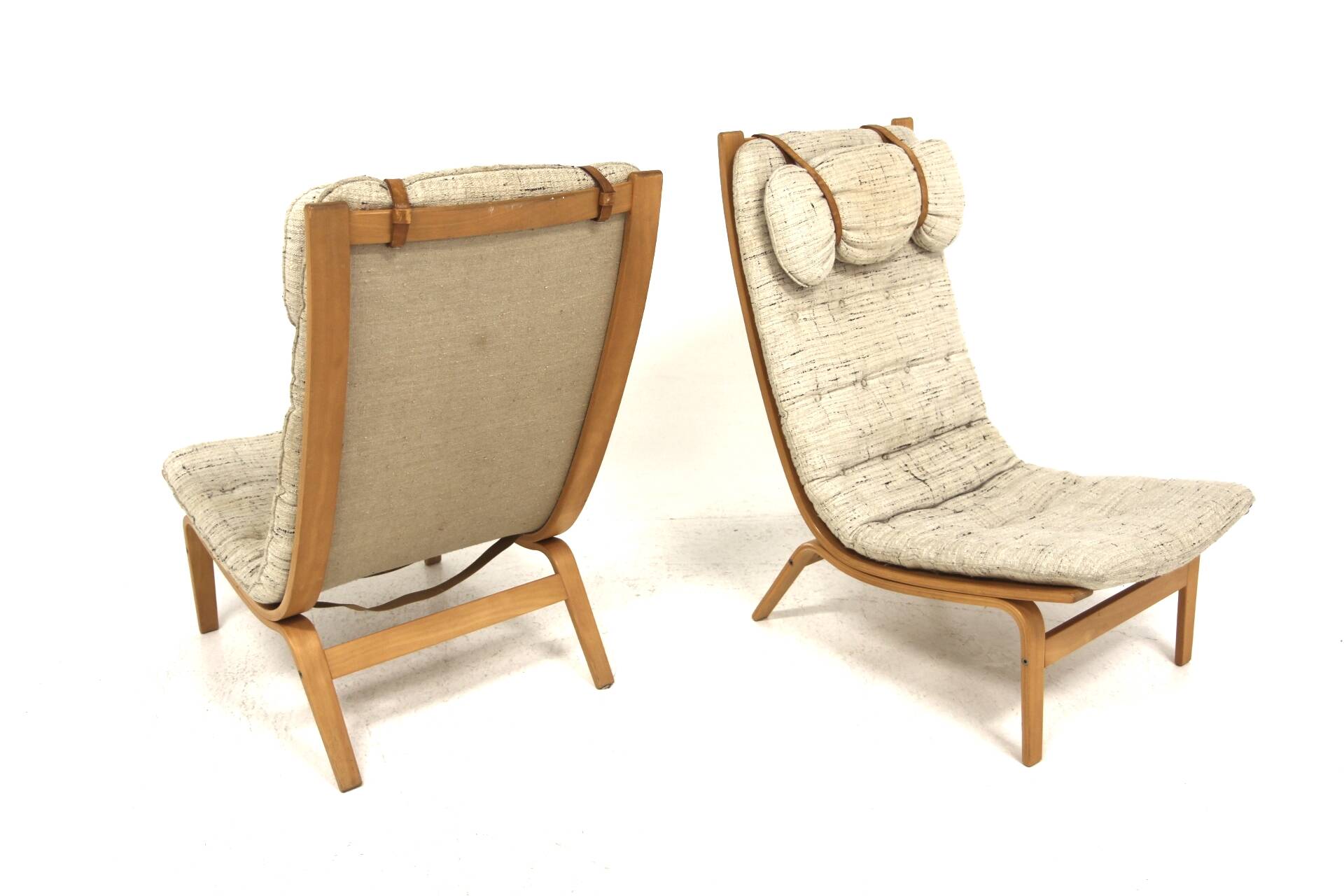 Set of 2 beech armchairs, Sweden, 1970