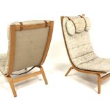 Set of 2 beech armchairs, Sweden, 1970