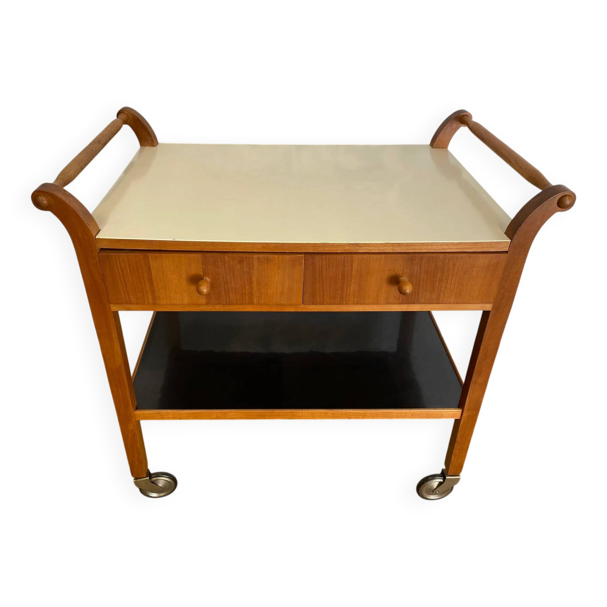 Scandinavian modern teak serving cart with drawers, Sweden, 1950s