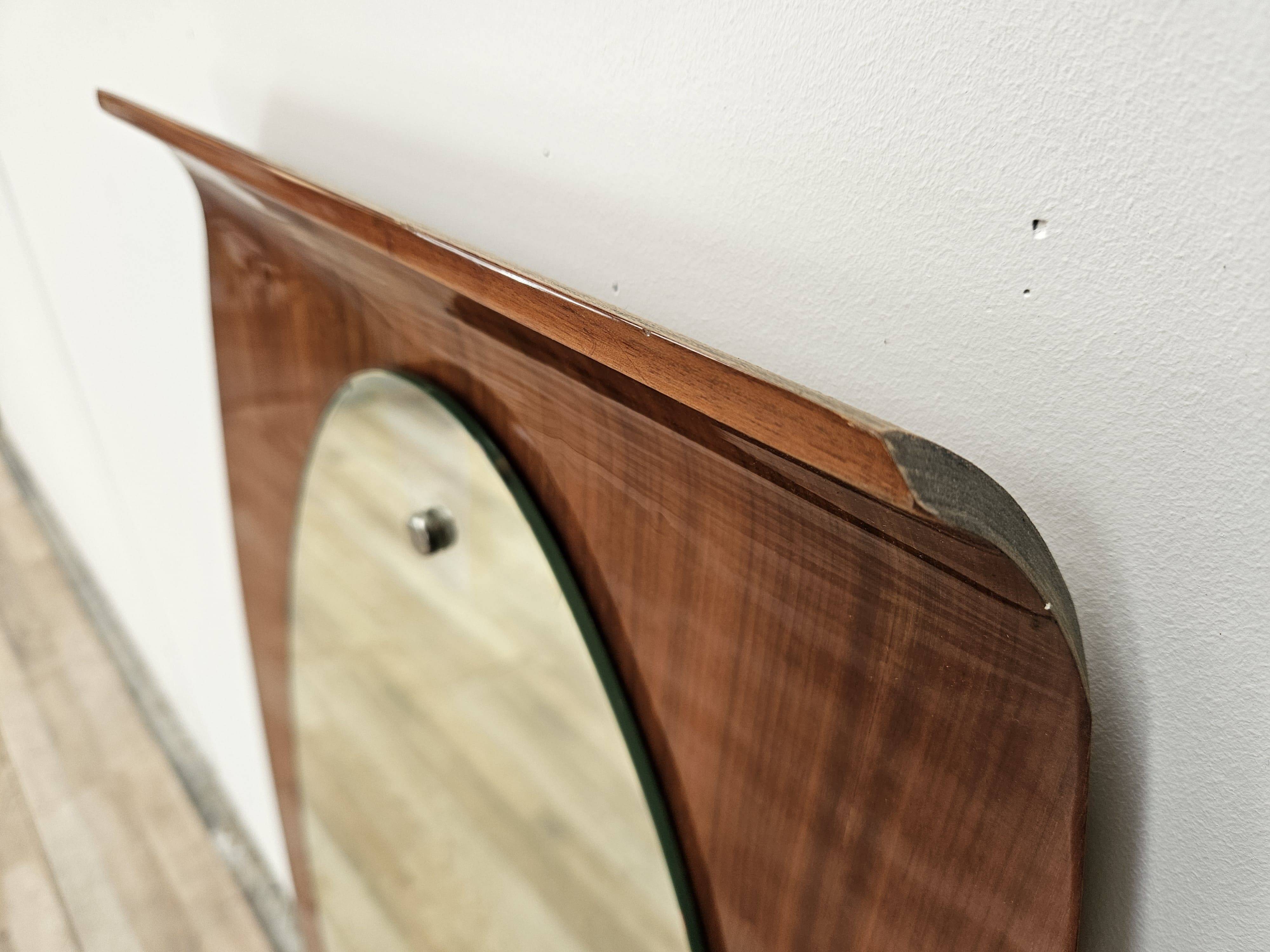 Curved plywood wall mirror by Campo e Graffi, 1960s
