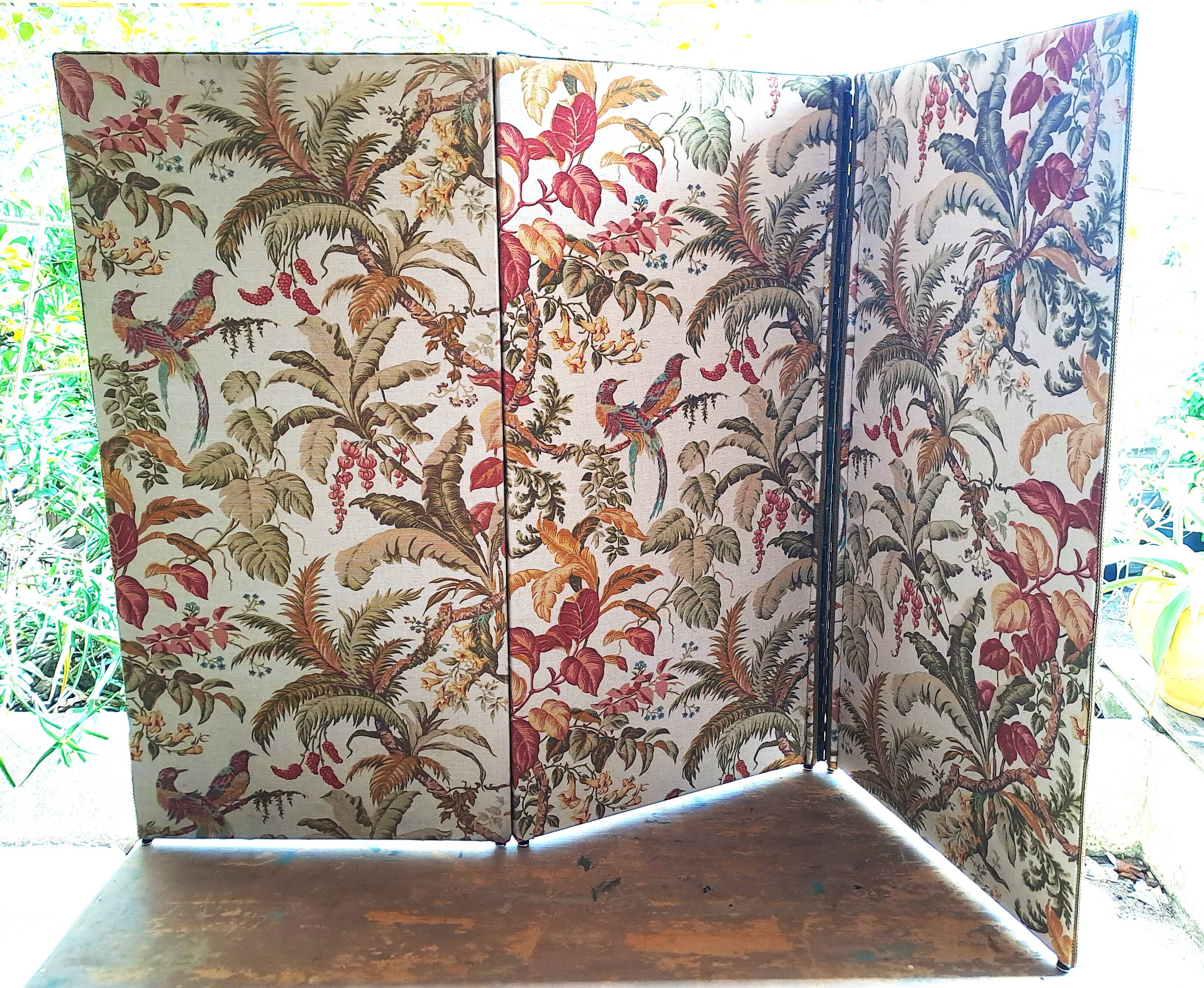 30'S French Tapestry Screen, XX-style classic printed canvas, 3 panels