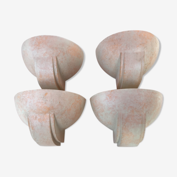 Set of 4 plaster wall lights