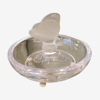 Vide-poche baguier en cristal de Sevres a decor de papillon
