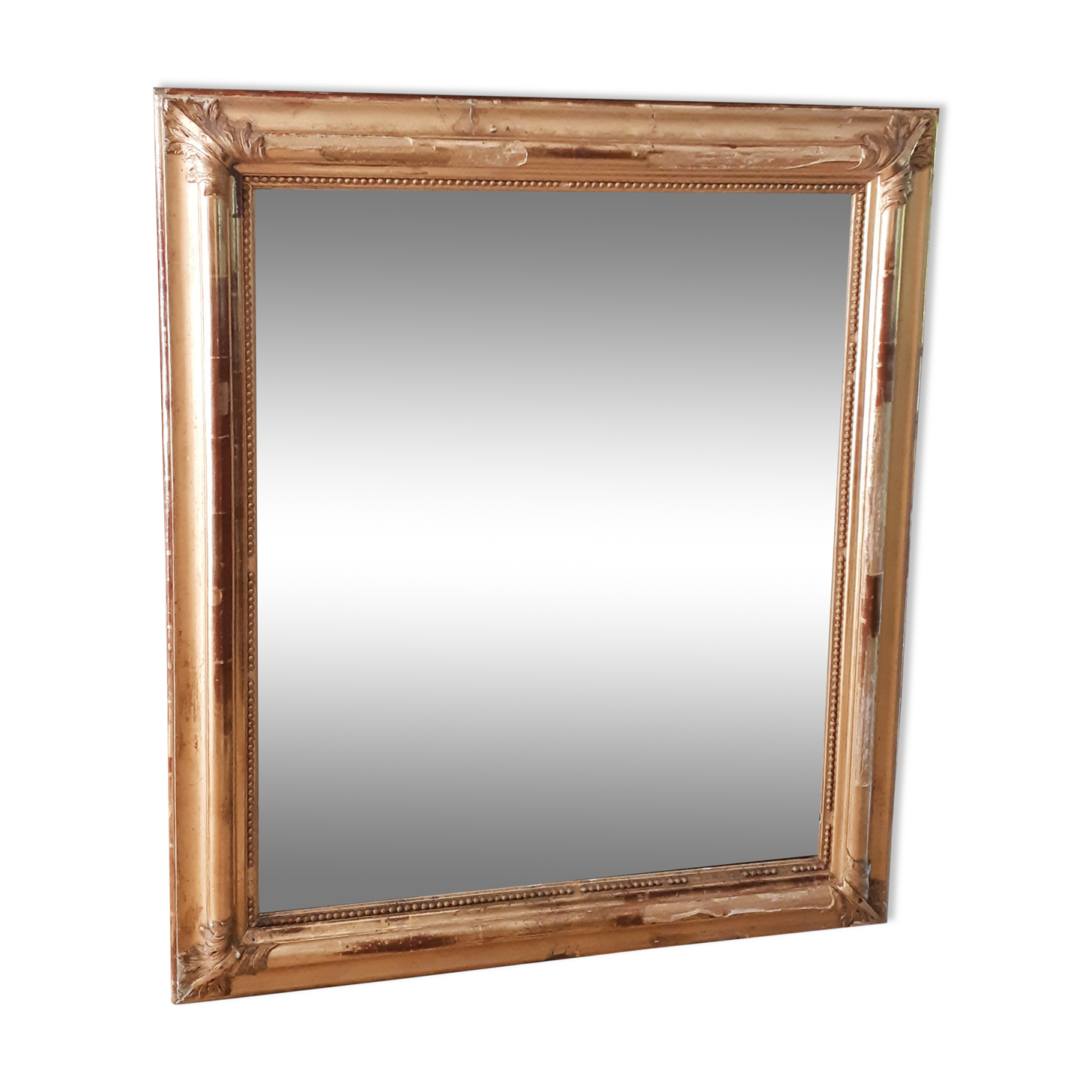 Old mirror in gilded wood Louis XVI style, 97 x 84 cm