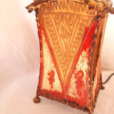 Floor lamp, african art 90s, iron and leather