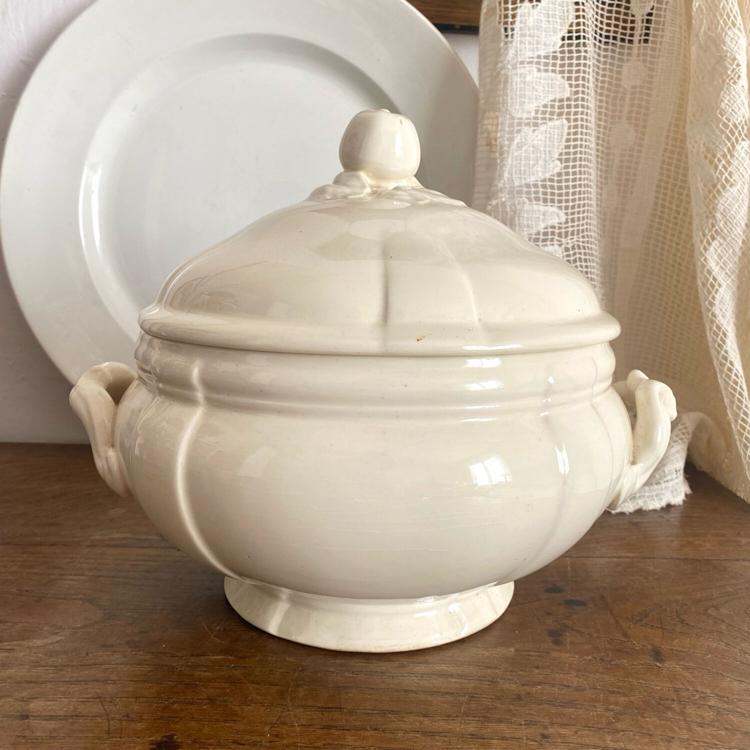 Soupière ancienne en faïence Sarreguemines