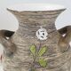Vintage vase 1950 ceramic flowers relief