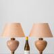 Pair of Salmon Pink Ceramic Table Lamps by Louis Drimmer, New Lampshades