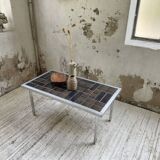 Table basse chrome et carrelage années 50