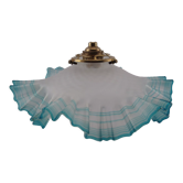 Suspension in turquoise blue satin frosted glass, in the form of pleated handkerchief lace