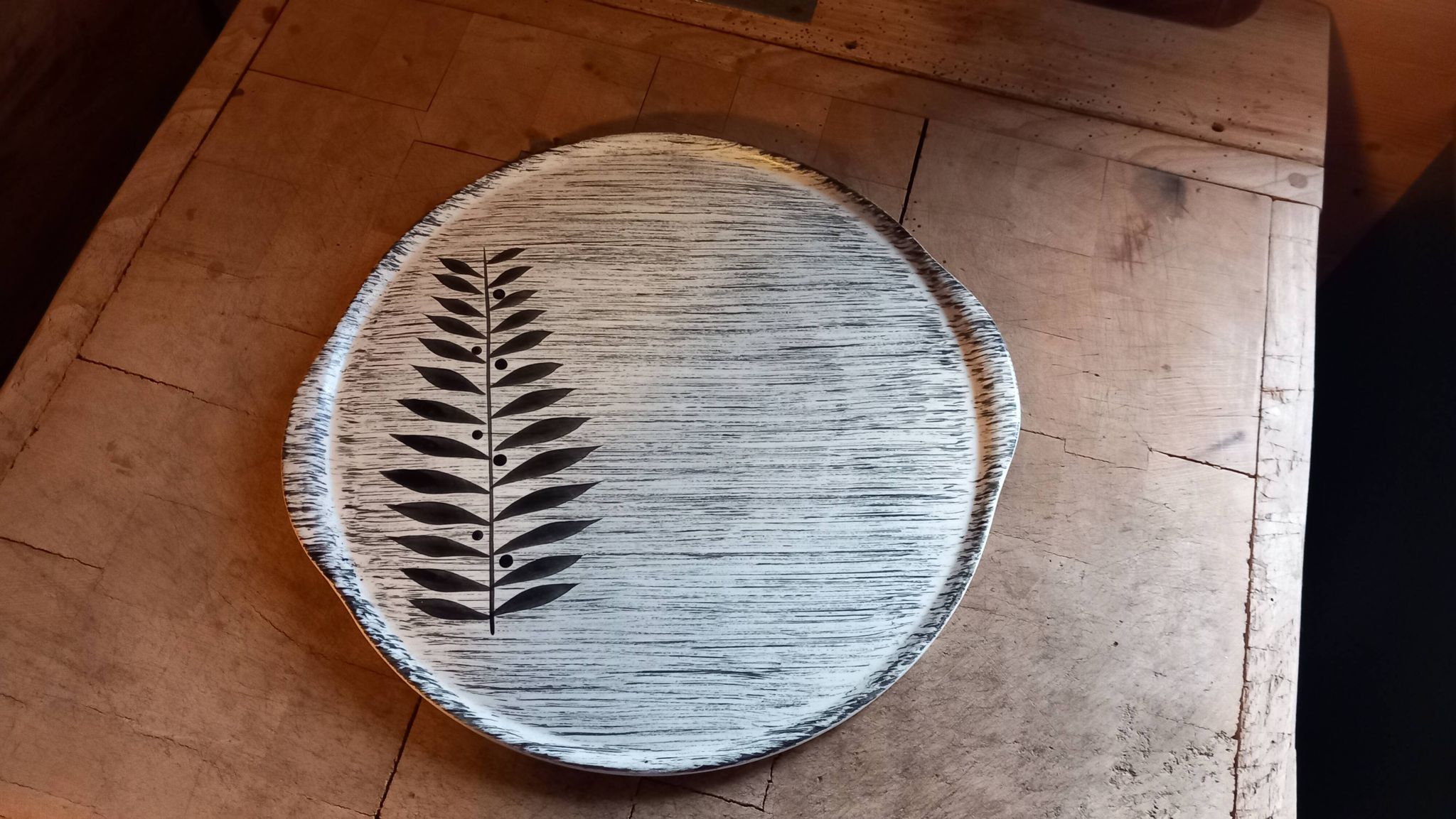 Vintage tart dish 31 cm earthenware from Salins model Toledo 1960s