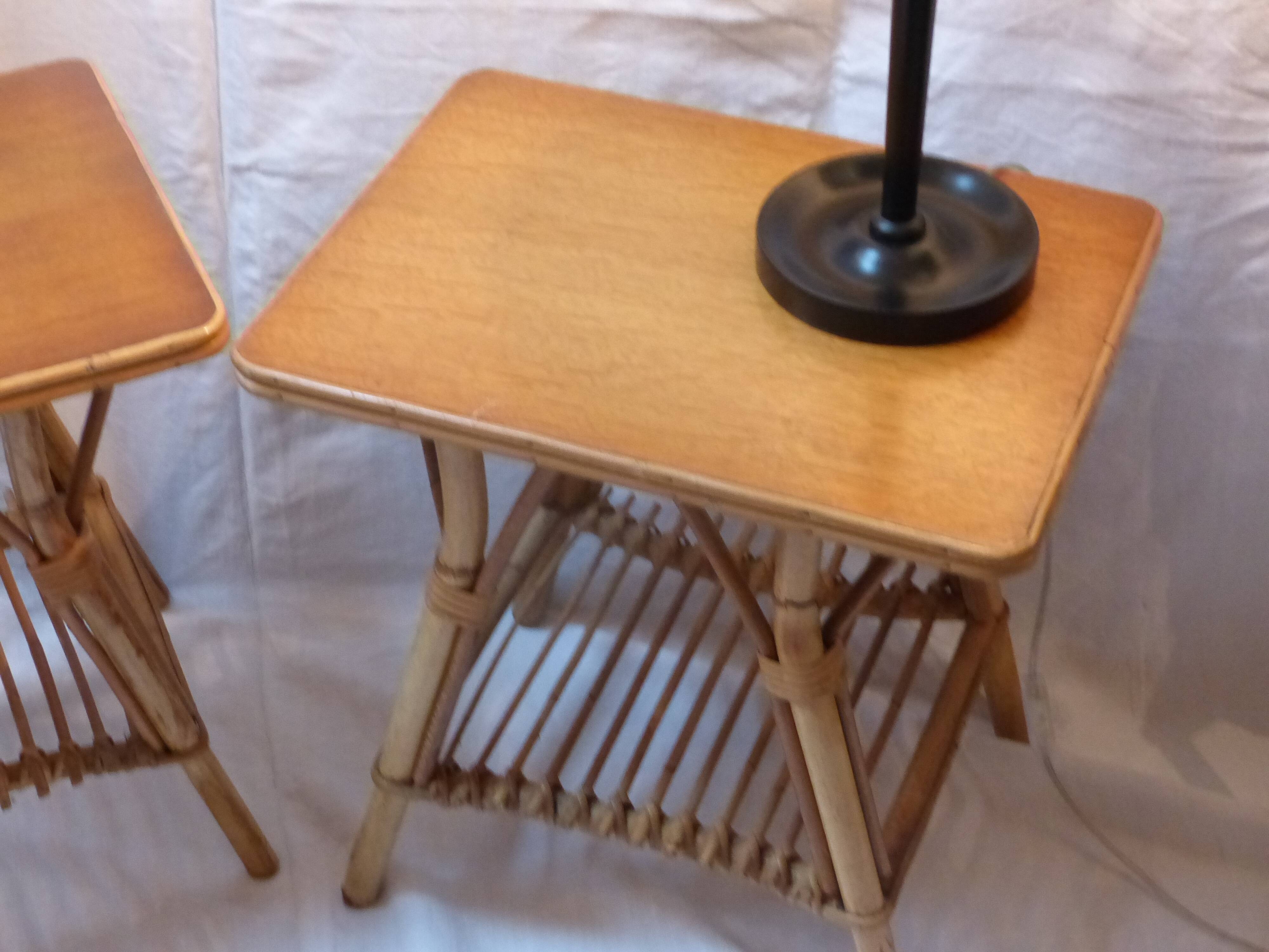 Pair of nightstands in rattan