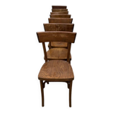 Série Lot de 7 anciennes chaises bistrot en bois