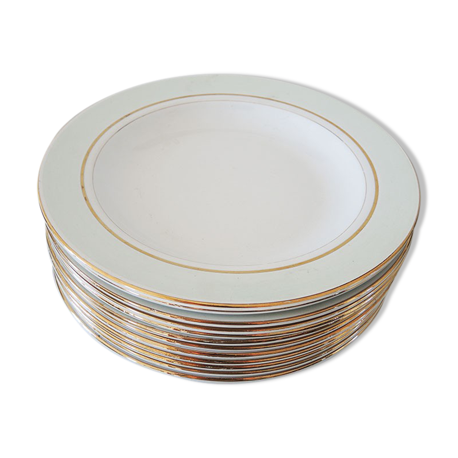 10 old dessert plates in opaque porcelain SA