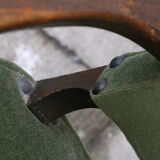 Dark wood and green velvet bridge chair
