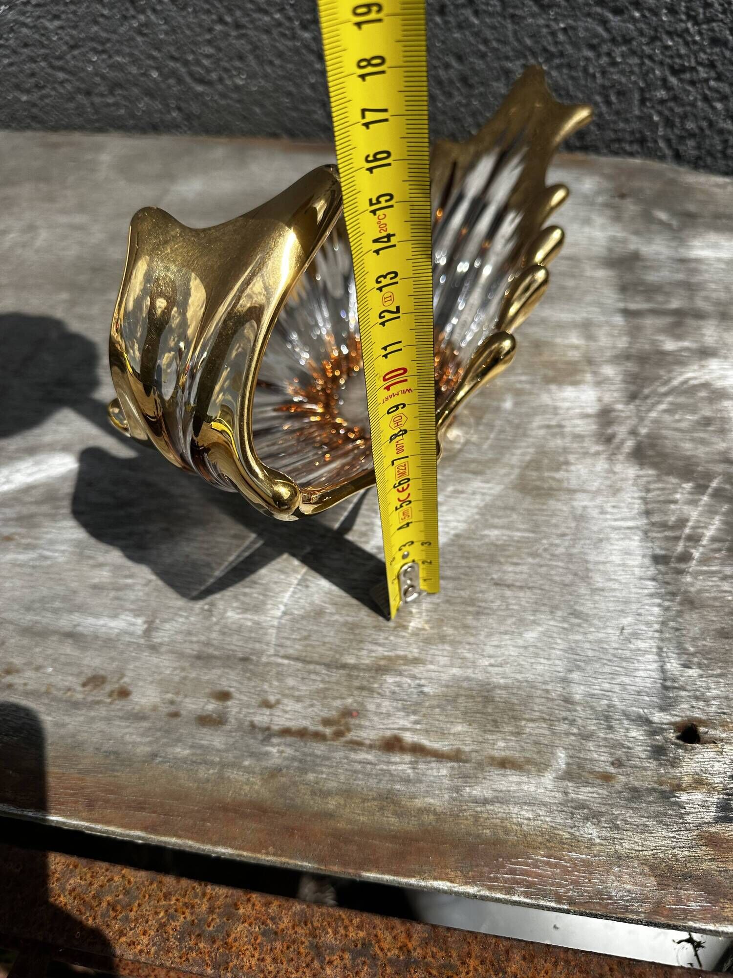 Centre de table / vide poche vintage cristal cofrac transparent et or - 60´