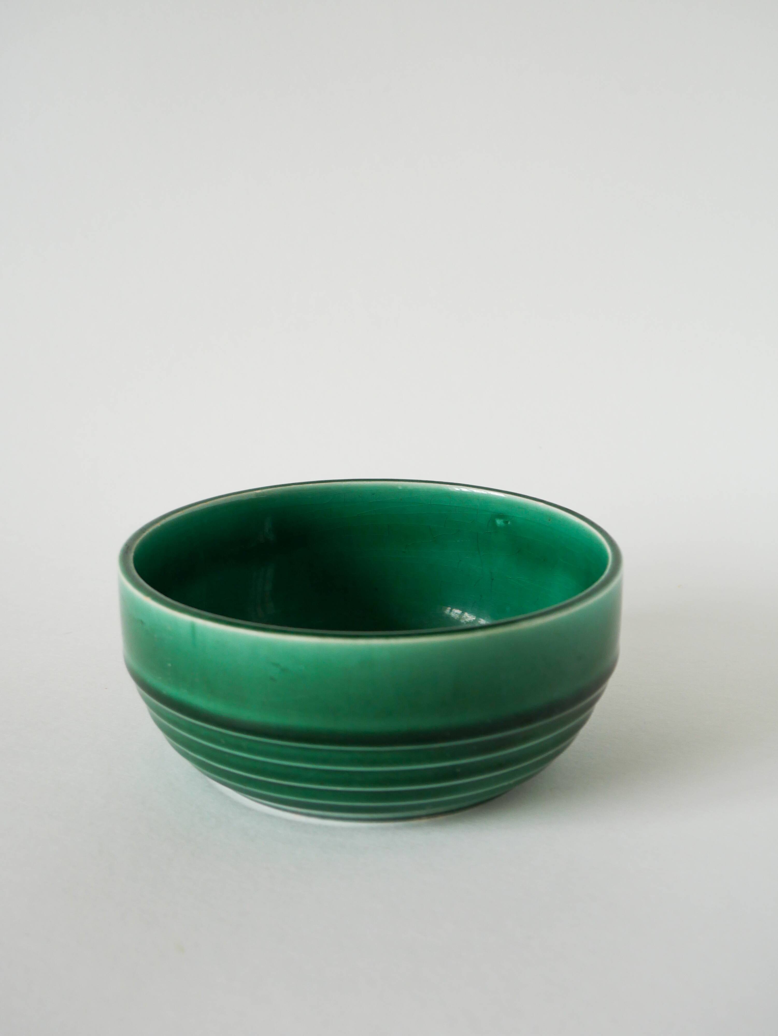 Small ceramic salad bowl / bowl, green, Gien, 1950