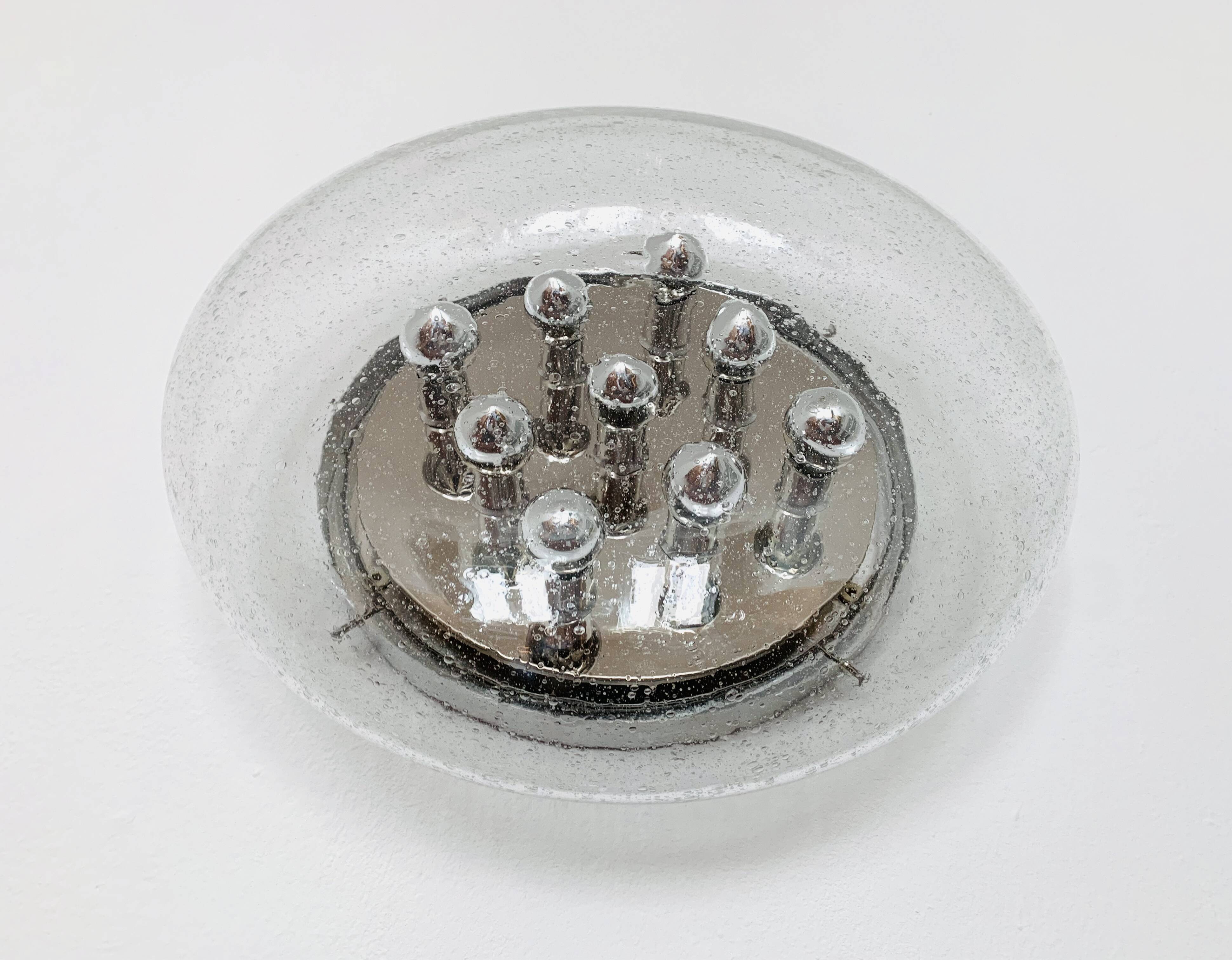 Large Bubble Glass Mushroom Flush Lamp