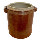 Old grease pot or salt pan in glazed stoneware