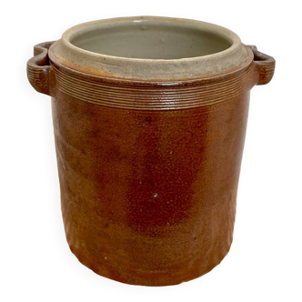 Old grease pot or salt pan in glazed stoneware