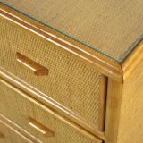 Vintage BAMBOO Writer’s Desk with Drawers, Italy 1980