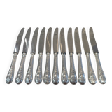 11 silver plated table knives, Ercuis goldsmith, Louis XVI roses model