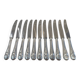 11 silver plated table knives, Ercuis goldsmith, Louis XVI roses model