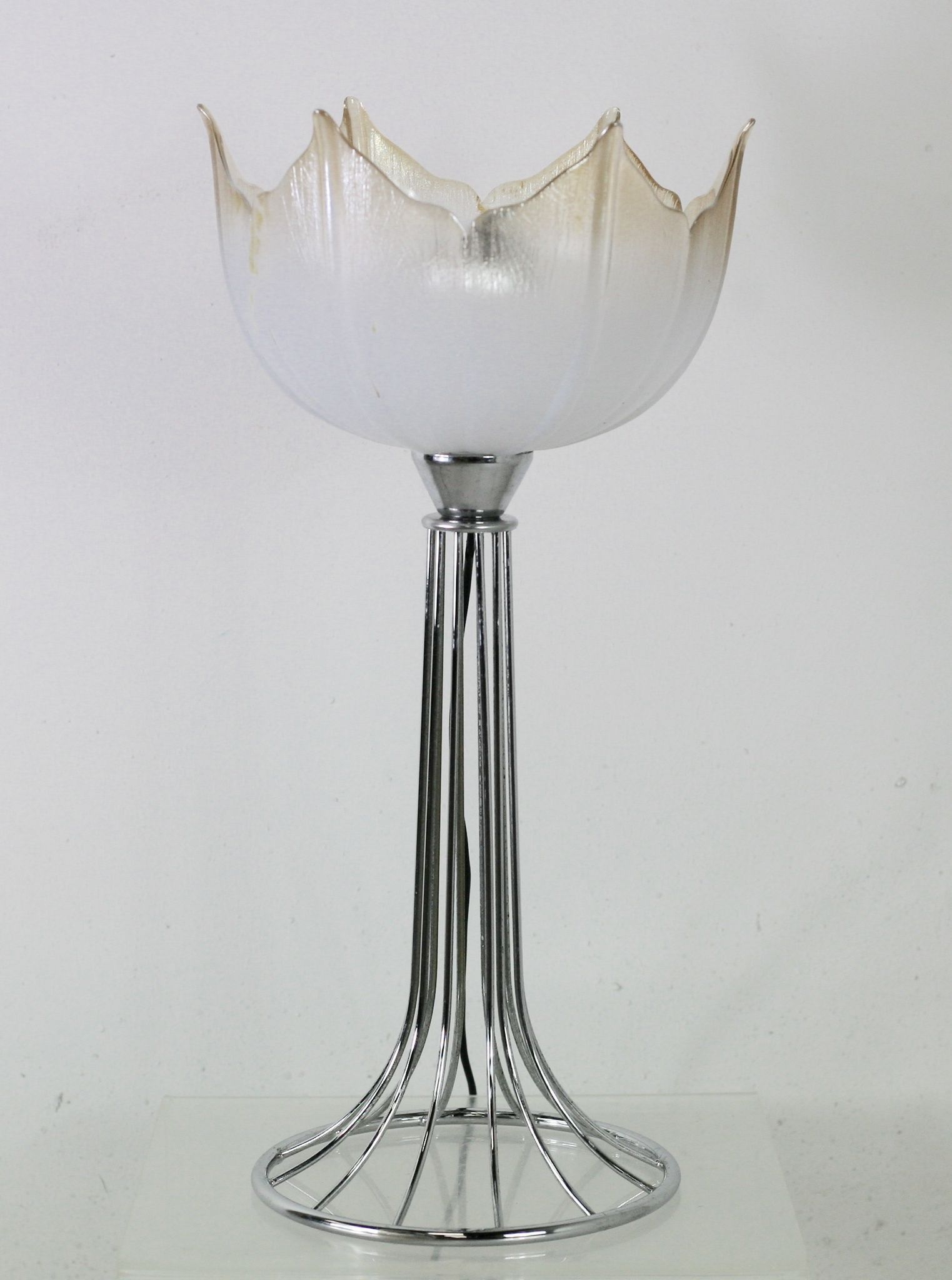 Lamp "space age". glass reflector, metal base. Circa 1970
