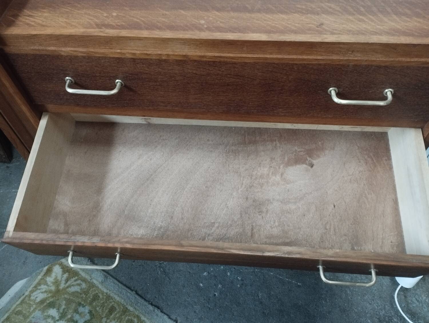 Vintage chest of drawers with solid oak compass legs