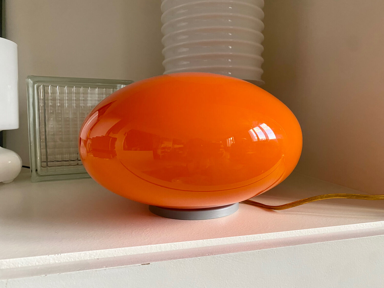 UFO lamp globe in vintage orange mushroom glass