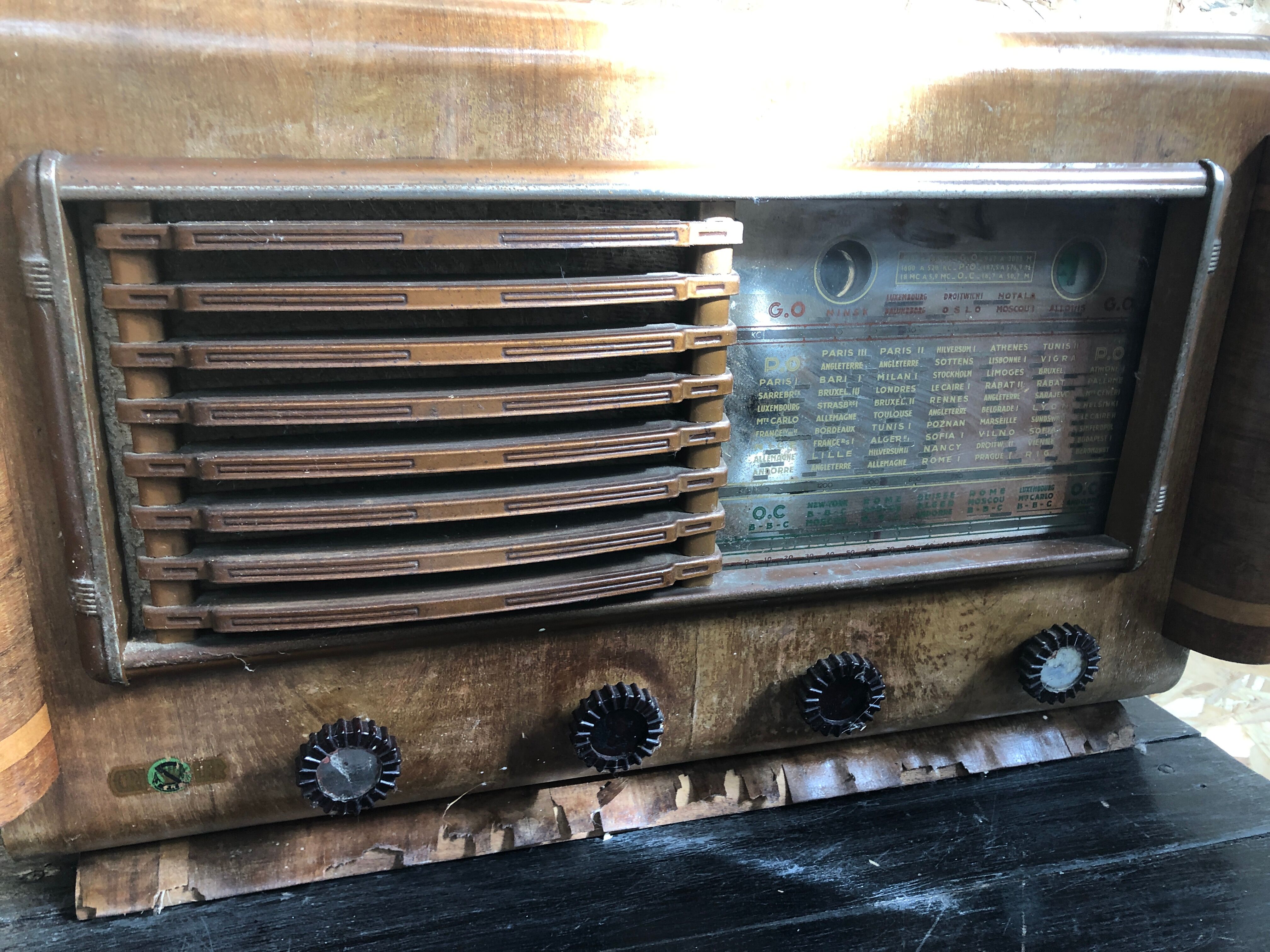 Old Radio TSF CRISLER Wood + Bakelite Buttons Vintage Hifi Decoration