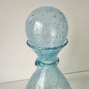 Vintage 1960s blue bubble glass BIOT carafe