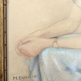 Portrait de jeune femme, pastel, Art Déco, par M.Ducoin, France, 1934