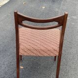 Chaise scandinave en bois palissandre 1960 / 1970 et tissu carreaux marron vintage